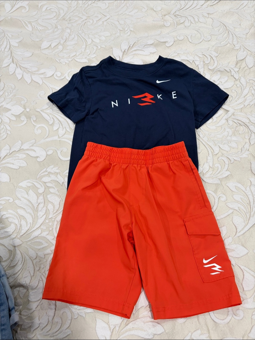 Nike Navy T-Shirt with Red Cargo Shorts